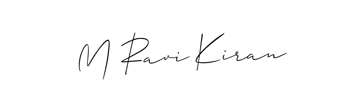 The best way (Allison_Script) to make a short signature is to pick only two or three words in your name. The name M Ravi Kiran include a total of six letters. For converting this name. M Ravi Kiran signature style 2 images and pictures png