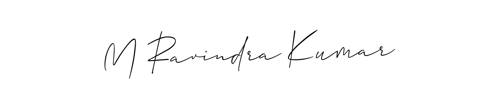 Create a beautiful signature design for name M Ravindra Kumar. With this signature (Allison_Script) fonts, you can make a handwritten signature for free. M Ravindra Kumar signature style 2 images and pictures png