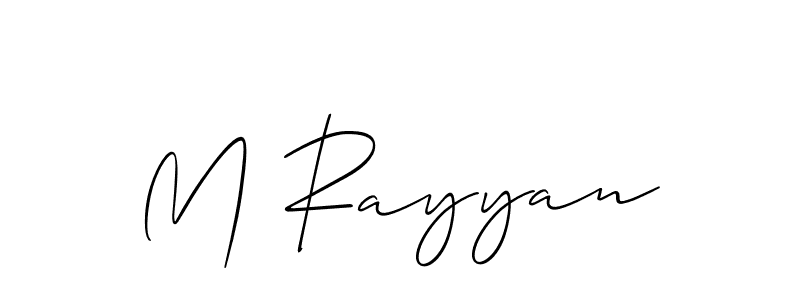 Also You can easily find your signature by using the search form. We will create M Rayyan name handwritten signature images for you free of cost using Allison_Script sign style. M Rayyan signature style 2 images and pictures png