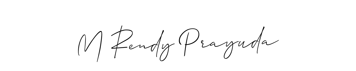 The best way (Allison_Script) to make a short signature is to pick only two or three words in your name. The name M Rendy Prayuda include a total of six letters. For converting this name. M Rendy Prayuda signature style 2 images and pictures png