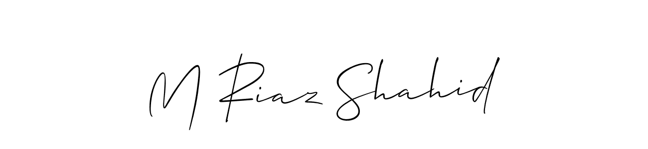 Design your own signature with our free online signature maker. With this signature software, you can create a handwritten (Allison_Script) signature for name M Riaz Shahid. M Riaz Shahid signature style 2 images and pictures png