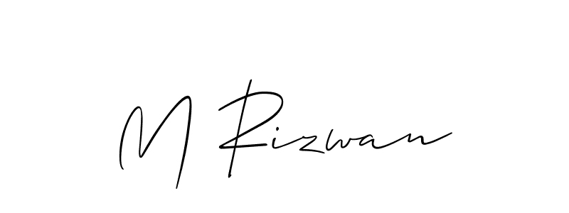 How to make M Rizwan name signature. Use Allison_Script style for creating short signs online. This is the latest handwritten sign. M Rizwan signature style 2 images and pictures png