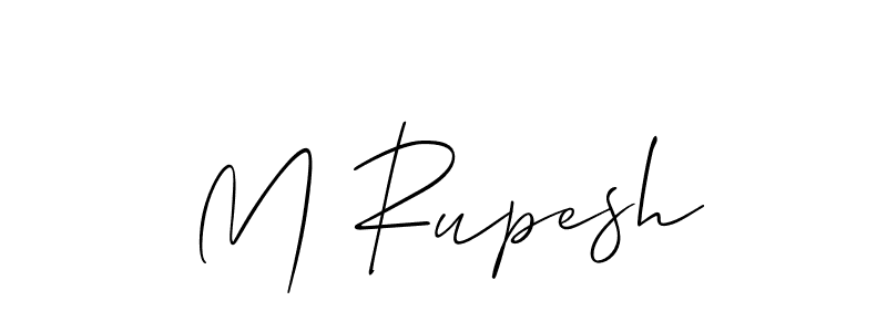 How to make M Rupesh name signature. Use Allison_Script style for creating short signs online. This is the latest handwritten sign. M Rupesh signature style 2 images and pictures png