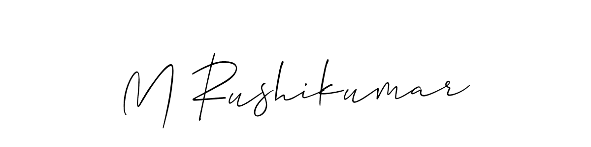 Also we have M Rushikumar name is the best signature style. Create professional handwritten signature collection using Allison_Script autograph style. M Rushikumar signature style 2 images and pictures png