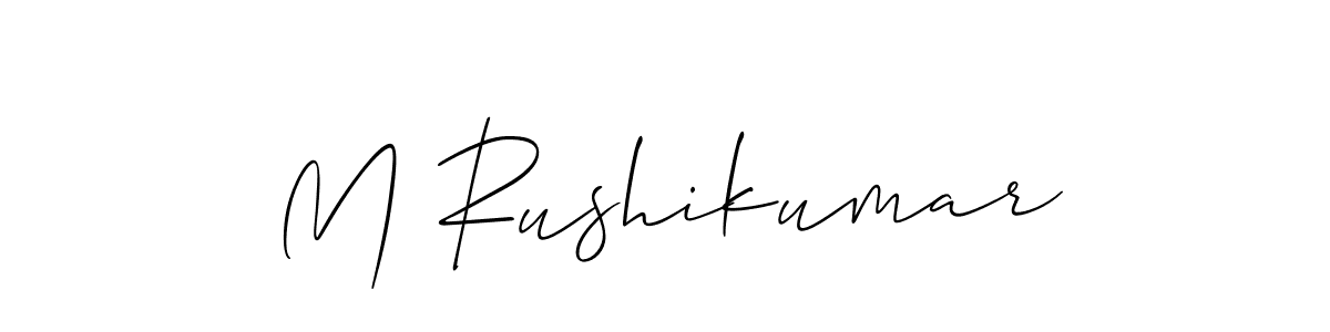 Also we have M Rushikumar name is the best signature style. Create professional handwritten signature collection using Allison_Script autograph style. M Rushikumar signature style 2 images and pictures png