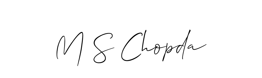 Allison_Script is a professional signature style that is perfect for those who want to add a touch of class to their signature. It is also a great choice for those who want to make their signature more unique. Get M S Chopda name to fancy signature for free. M S Chopda signature style 2 images and pictures png