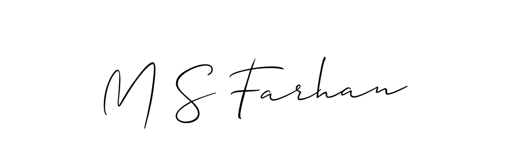 Also You can easily find your signature by using the search form. We will create M S Farhan name handwritten signature images for you free of cost using Allison_Script sign style. M S Farhan signature style 2 images and pictures png