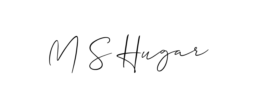 The best way (Allison_Script) to make a short signature is to pick only two or three words in your name. The name M S Hugar include a total of six letters. For converting this name. M S Hugar signature style 2 images and pictures png