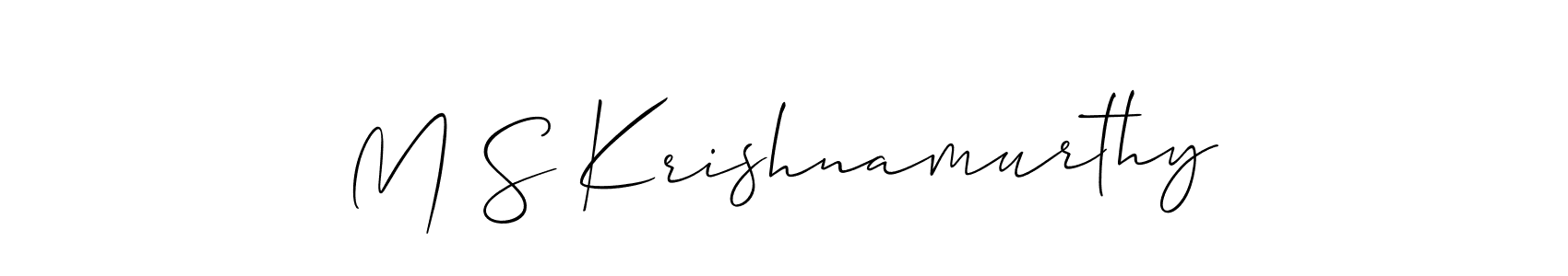 The best way (Allison_Script) to make a short signature is to pick only two or three words in your name. The name M S Krishnamurthy include a total of six letters. For converting this name. M S Krishnamurthy signature style 2 images and pictures png