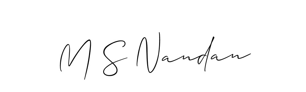 Make a short M S Nandan signature style. Manage your documents anywhere anytime using Allison_Script. Create and add eSignatures, submit forms, share and send files easily. M S Nandan signature style 2 images and pictures png