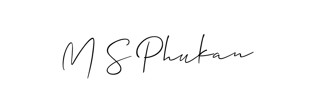 Allison_Script is a professional signature style that is perfect for those who want to add a touch of class to their signature. It is also a great choice for those who want to make their signature more unique. Get M S Phukan name to fancy signature for free. M S Phukan signature style 2 images and pictures png