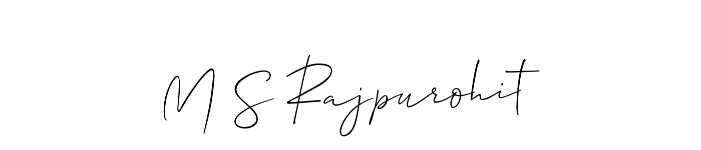 Use a signature maker to create a handwritten signature online. With this signature software, you can design (Allison_Script) your own signature for name M S Rajpurohit. M S Rajpurohit signature style 2 images and pictures png