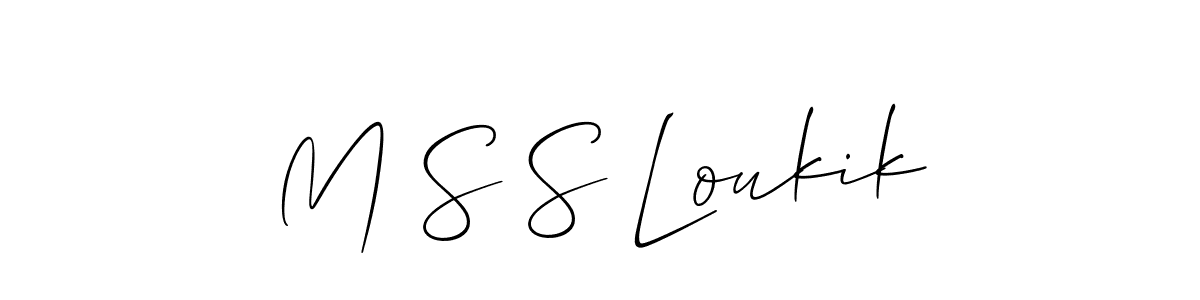 It looks lik you need a new signature style for name M S S Loukik. Design unique handwritten (Allison_Script) signature with our free signature maker in just a few clicks. M S S Loukik signature style 2 images and pictures png