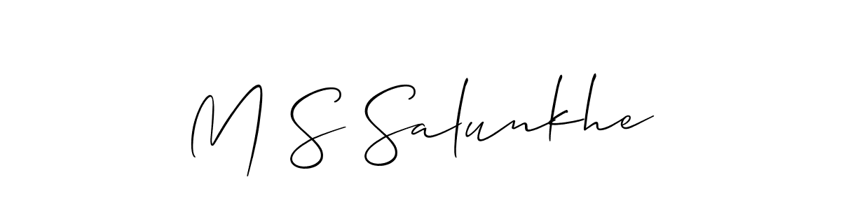 This is the best signature style for the M S Salunkhe name. Also you like these signature font (Allison_Script). Mix name signature. M S Salunkhe signature style 2 images and pictures png