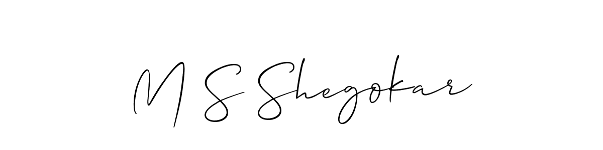 Also You can easily find your signature by using the search form. We will create M S Shegokar name handwritten signature images for you free of cost using Allison_Script sign style. M S Shegokar signature style 2 images and pictures png