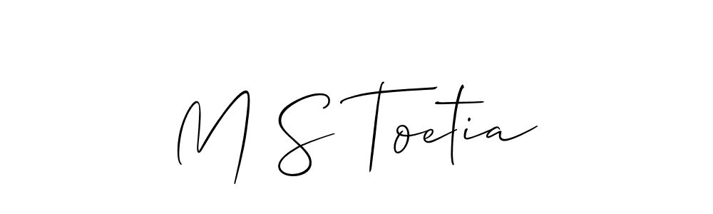 Use a signature maker to create a handwritten signature online. With this signature software, you can design (Allison_Script) your own signature for name M S Toetia. M S Toetia signature style 2 images and pictures png