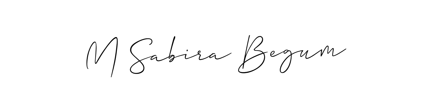 Use a signature maker to create a handwritten signature online. With this signature software, you can design (Allison_Script) your own signature for name M Sabira Begum. M Sabira Begum signature style 2 images and pictures png