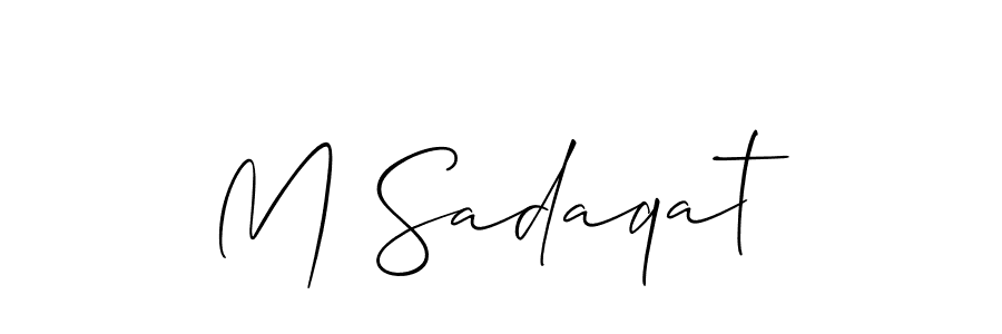 Use a signature maker to create a handwritten signature online. With this signature software, you can design (Allison_Script) your own signature for name M Sadaqat. M Sadaqat signature style 2 images and pictures png