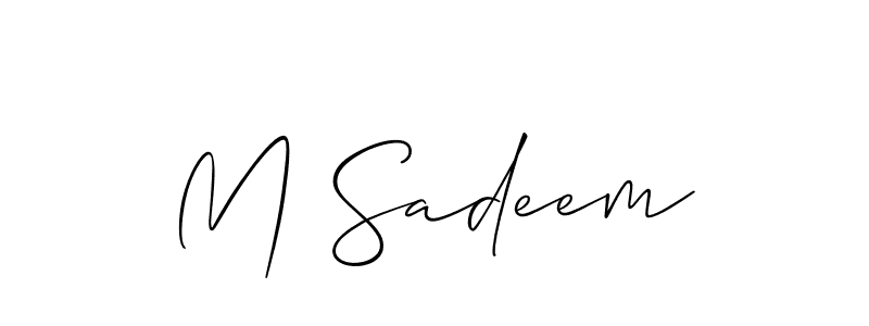 if you are searching for the best signature style for your name M Sadeem. so please give up your signature search. here we have designed multiple signature styles  using Allison_Script. M Sadeem signature style 2 images and pictures png