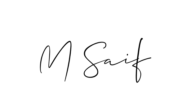 Also You can easily find your signature by using the search form. We will create M Saif name handwritten signature images for you free of cost using Allison_Script sign style. M Saif signature style 2 images and pictures png