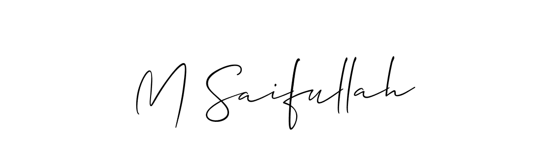 Use a signature maker to create a handwritten signature online. With this signature software, you can design (Allison_Script) your own signature for name M Saifullah. M Saifullah signature style 2 images and pictures png