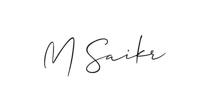 You should practise on your own different ways (Allison_Script) to write your name (M Saikr) in signature. don't let someone else do it for you. M Saikr signature style 2 images and pictures png