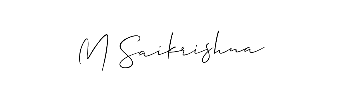 You can use this online signature creator to create a handwritten signature for the name M Saikrishna. This is the best online autograph maker. M Saikrishna signature style 2 images and pictures png