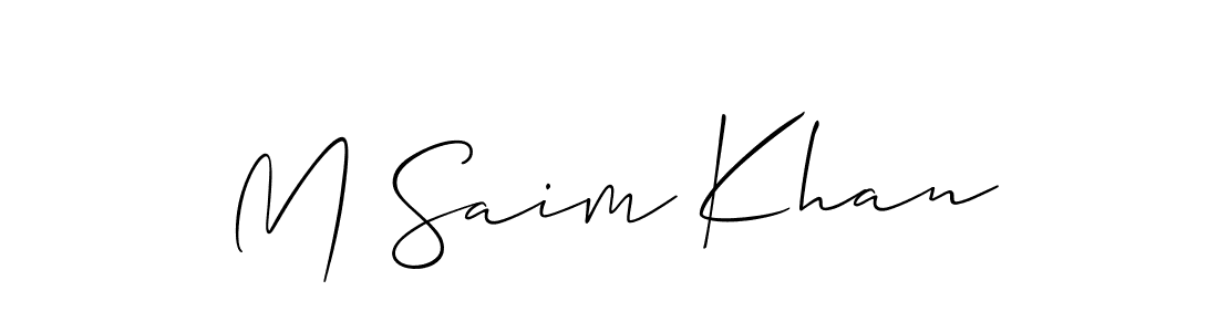 Make a beautiful signature design for name M Saim Khan. With this signature (Allison_Script) style, you can create a handwritten signature for free. M Saim Khan signature style 2 images and pictures png