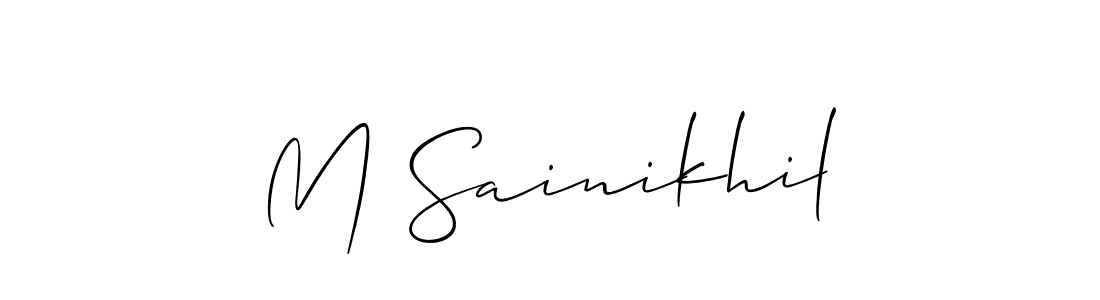 Also we have M Sainikhil name is the best signature style. Create professional handwritten signature collection using Allison_Script autograph style. M Sainikhil signature style 2 images and pictures png