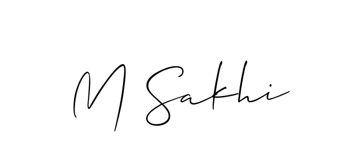 if you are searching for the best signature style for your name M Sakhi. so please give up your signature search. here we have designed multiple signature styles  using Allison_Script. M Sakhi signature style 2 images and pictures png