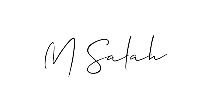 Also You can easily find your signature by using the search form. We will create M Salah name handwritten signature images for you free of cost using Allison_Script sign style. M Salah signature style 2 images and pictures png