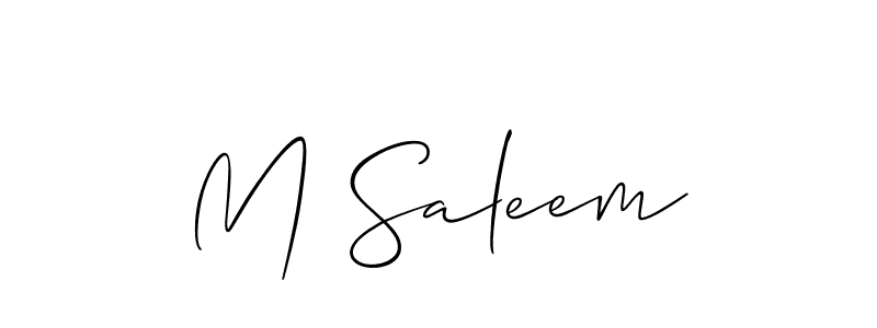 Also You can easily find your signature by using the search form. We will create M Saleem name handwritten signature images for you free of cost using Allison_Script sign style. M Saleem signature style 2 images and pictures png