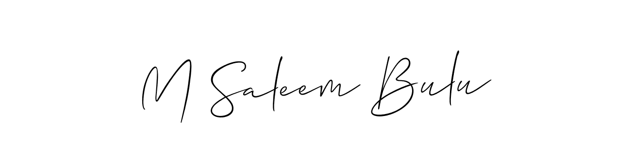 Allison_Script is a professional signature style that is perfect for those who want to add a touch of class to their signature. It is also a great choice for those who want to make their signature more unique. Get M Saleem Bulu name to fancy signature for free. M Saleem Bulu signature style 2 images and pictures png