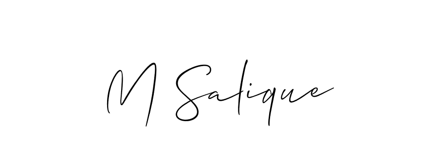 Design your own signature with our free online signature maker. With this signature software, you can create a handwritten (Allison_Script) signature for name M Salique. M Salique signature style 2 images and pictures png