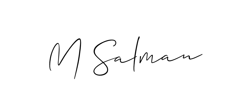 Also we have M Salman name is the best signature style. Create professional handwritten signature collection using Allison_Script autograph style. M Salman signature style 2 images and pictures png