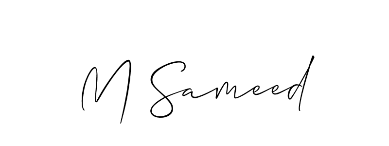 Use a signature maker to create a handwritten signature online. With this signature software, you can design (Allison_Script) your own signature for name M Sameed. M Sameed signature style 2 images and pictures png