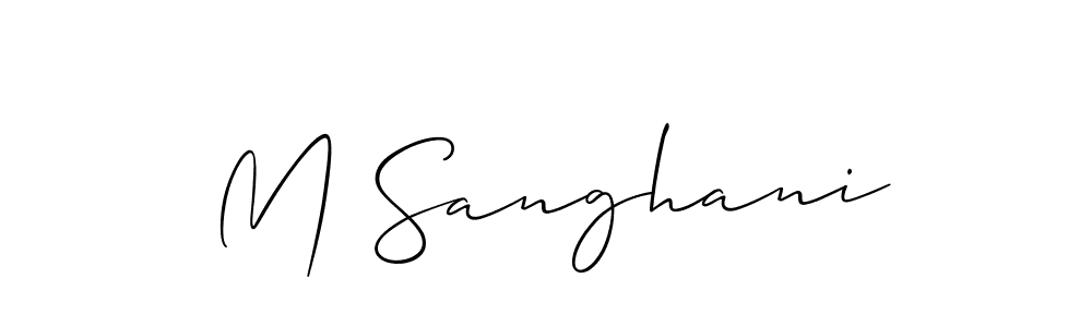 Also we have M Sanghani name is the best signature style. Create professional handwritten signature collection using Allison_Script autograph style. M Sanghani signature style 2 images and pictures png