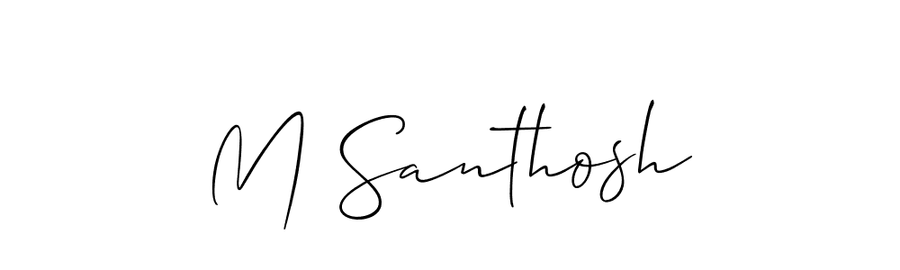 This is the best signature style for the M Santhosh name. Also you like these signature font (Allison_Script). Mix name signature. M Santhosh signature style 2 images and pictures png