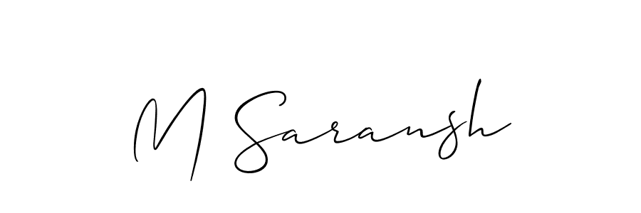 Allison_Script is a professional signature style that is perfect for those who want to add a touch of class to their signature. It is also a great choice for those who want to make their signature more unique. Get M Saransh name to fancy signature for free. M Saransh signature style 2 images and pictures png