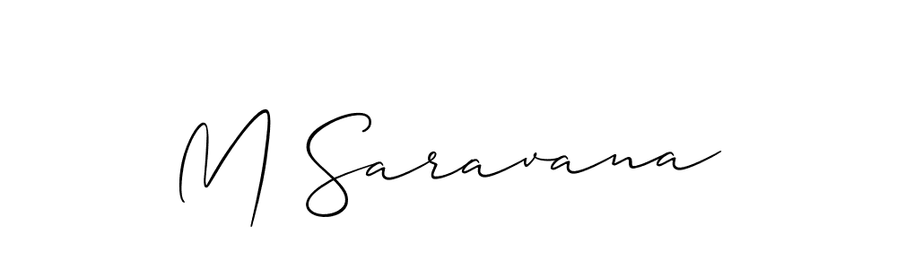 Also we have M Saravana name is the best signature style. Create professional handwritten signature collection using Allison_Script autograph style. M Saravana signature style 2 images and pictures png