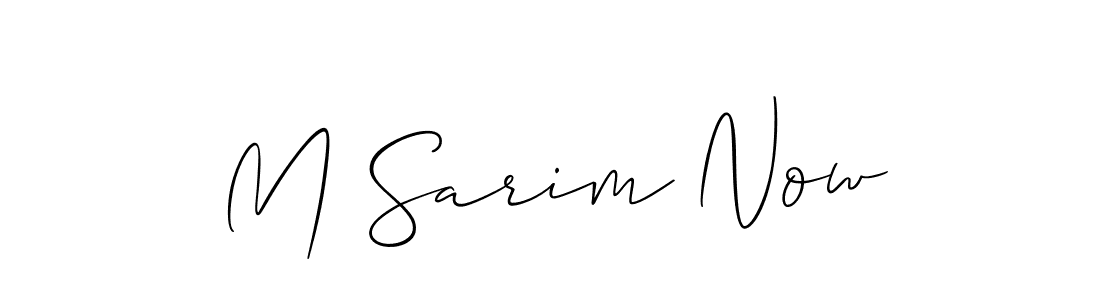 The best way (Allison_Script) to make a short signature is to pick only two or three words in your name. The name M Sarim Now include a total of six letters. For converting this name. M Sarim Now signature style 2 images and pictures png