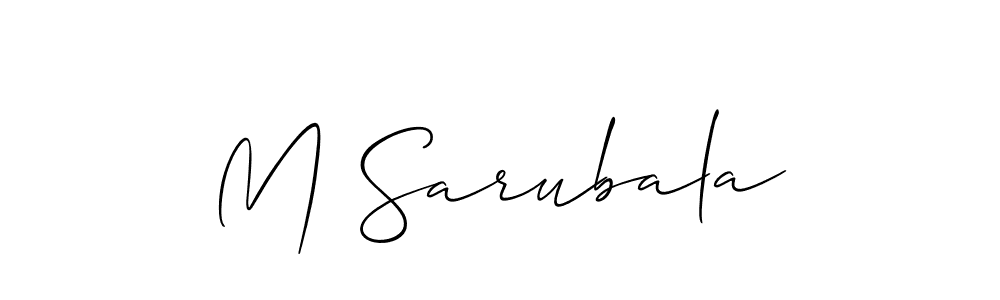 Also You can easily find your signature by using the search form. We will create M Sarubala name handwritten signature images for you free of cost using Allison_Script sign style. M Sarubala signature style 2 images and pictures png