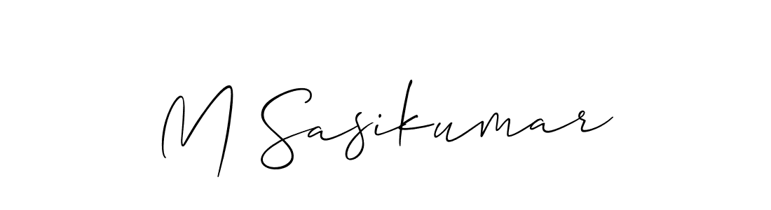 Also You can easily find your signature by using the search form. We will create M Sasikumar name handwritten signature images for you free of cost using Allison_Script sign style. M Sasikumar signature style 2 images and pictures png