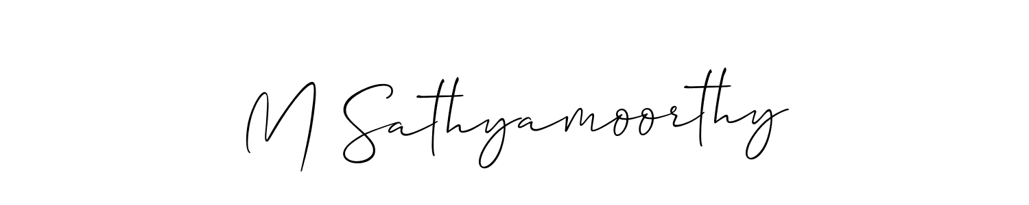 Allison_Script is a professional signature style that is perfect for those who want to add a touch of class to their signature. It is also a great choice for those who want to make their signature more unique. Get M Sathyamoorthy name to fancy signature for free. M Sathyamoorthy signature style 2 images and pictures png