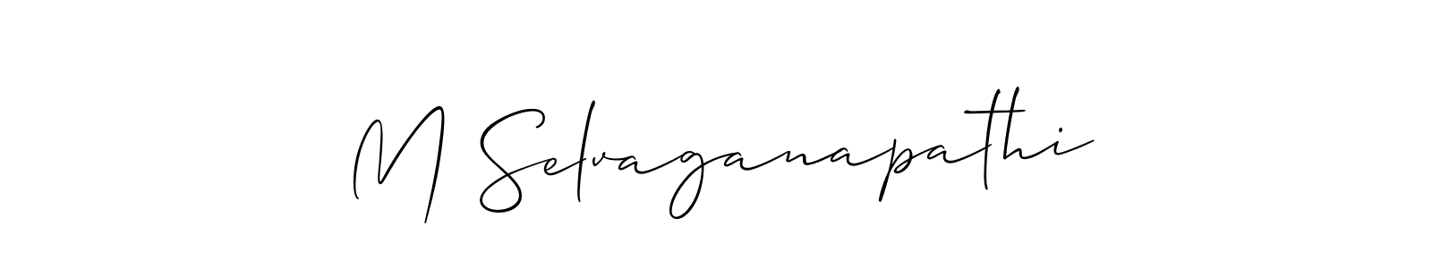 How to make M Selvaganapathi name signature. Use Allison_Script style for creating short signs online. This is the latest handwritten sign. M Selvaganapathi signature style 2 images and pictures png