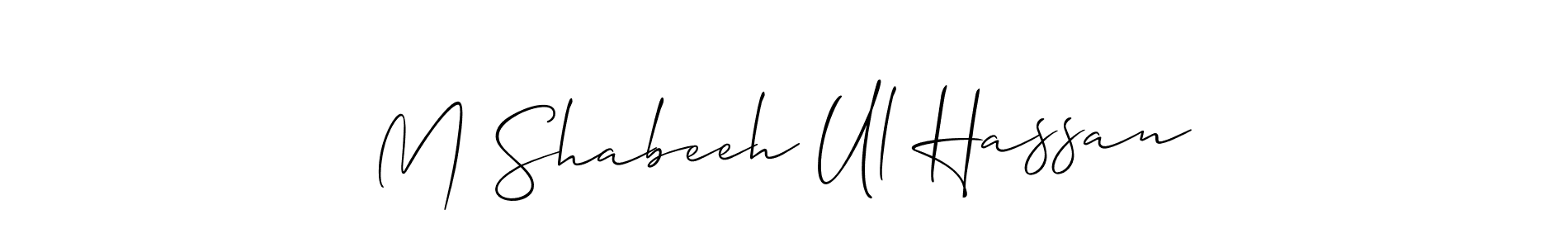The best way (Allison_Script) to make a short signature is to pick only two or three words in your name. The name M Shabeeh Ul Hassan include a total of six letters. For converting this name. M Shabeeh Ul Hassan signature style 2 images and pictures png