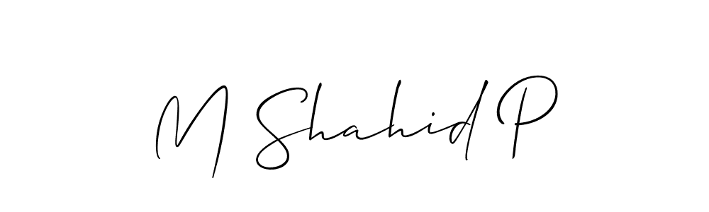 Design your own signature with our free online signature maker. With this signature software, you can create a handwritten (Allison_Script) signature for name M Shahid P. M Shahid P signature style 2 images and pictures png