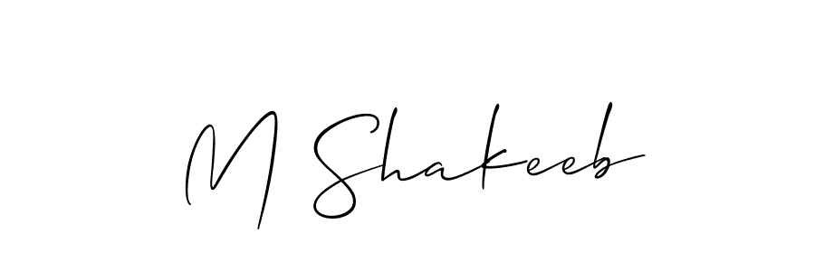 How to make M Shakeeb name signature. Use Allison_Script style for creating short signs online. This is the latest handwritten sign. M Shakeeb signature style 2 images and pictures png