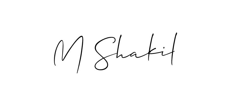 The best way (Allison_Script) to make a short signature is to pick only two or three words in your name. The name M Shakil include a total of six letters. For converting this name. M Shakil signature style 2 images and pictures png