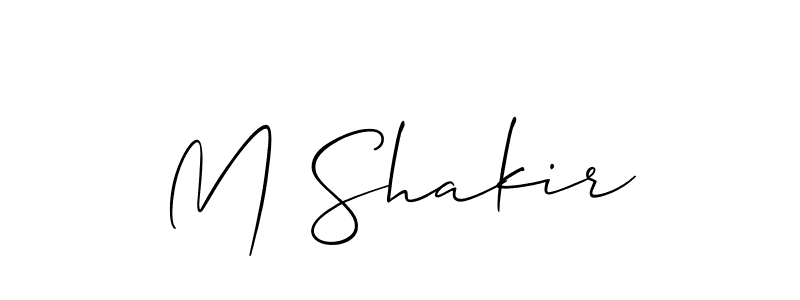 The best way (Allison_Script) to make a short signature is to pick only two or three words in your name. The name M Shakir include a total of six letters. For converting this name. M Shakir signature style 2 images and pictures png